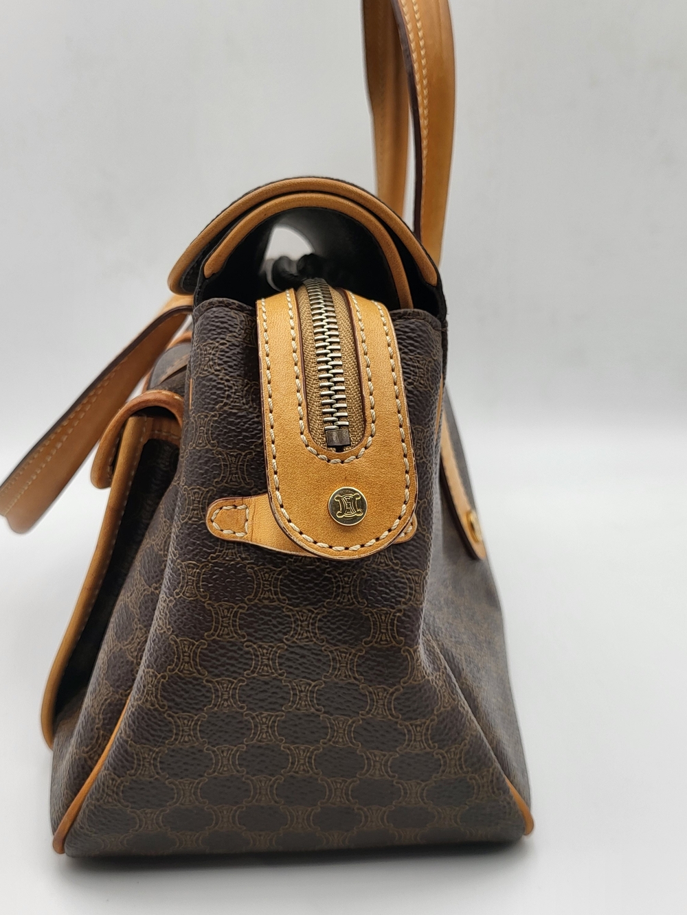 CÉLINE VINTAGE TRIOMPHE MACADAM SHOULDER BAG..AUTHENTIC.. - Picture 2 of 16
